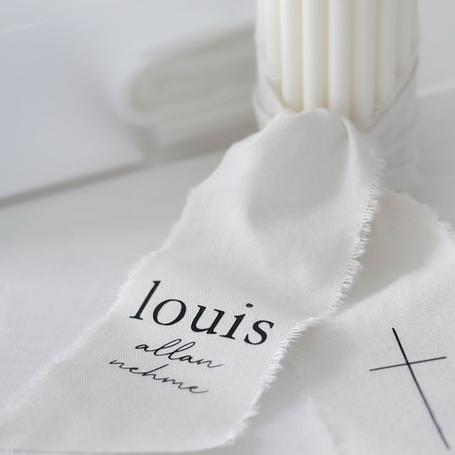 Baptism candle with calico wrap