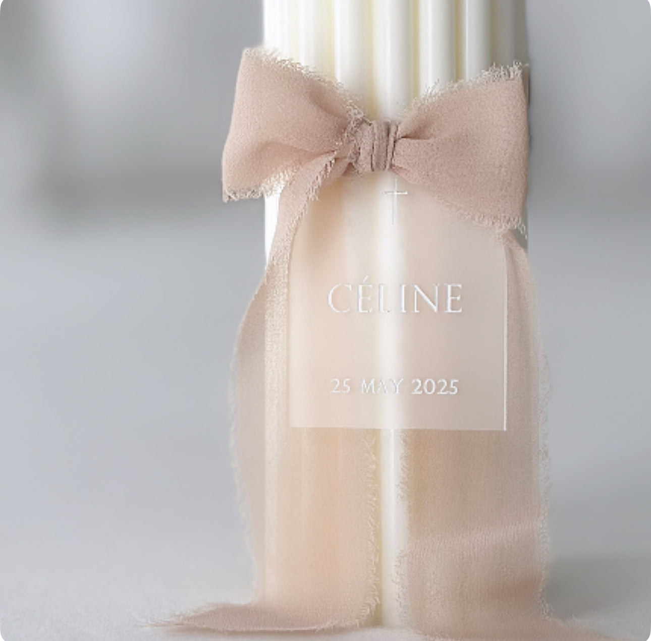 Baptism candle with plaque