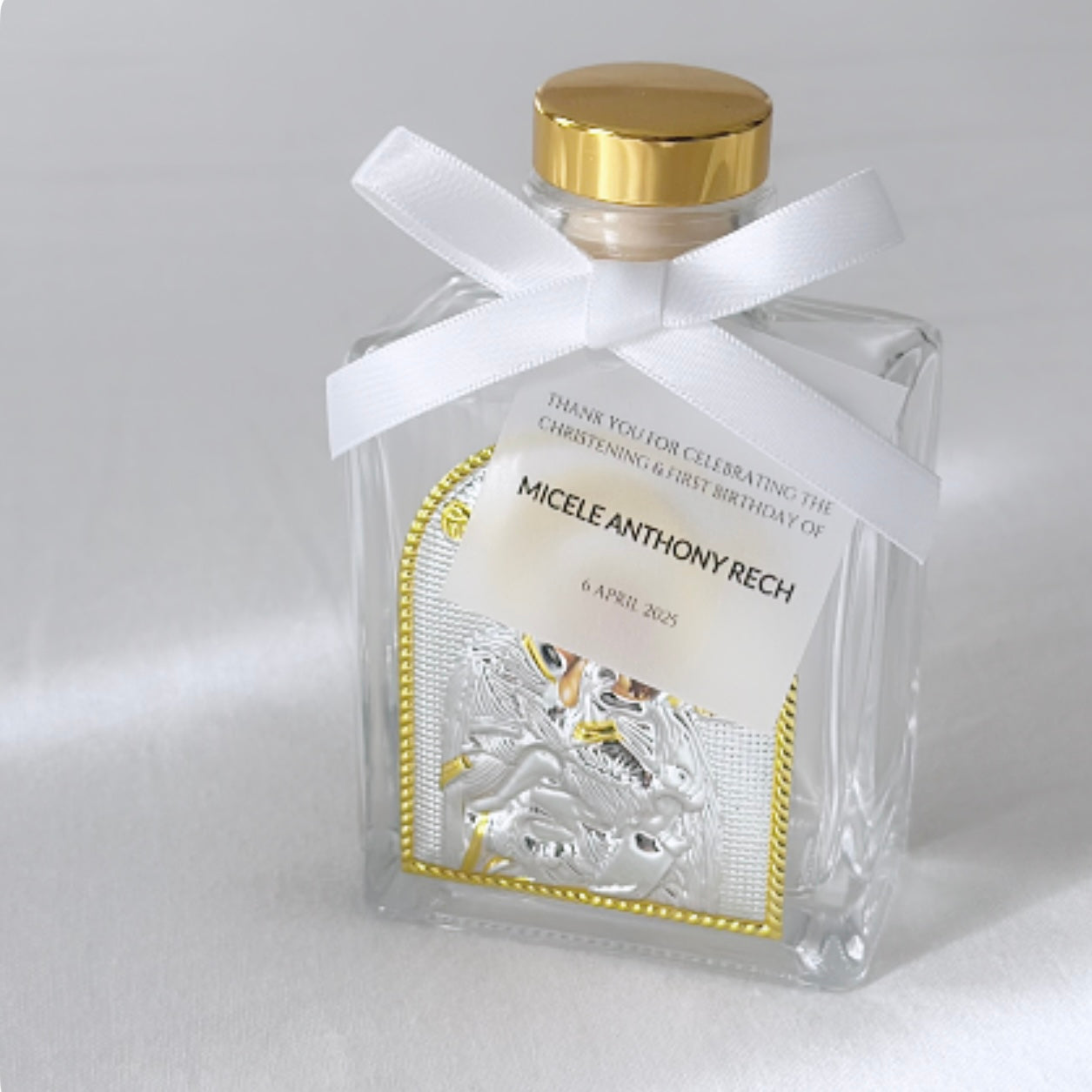 Holy Mother and child glass bottle