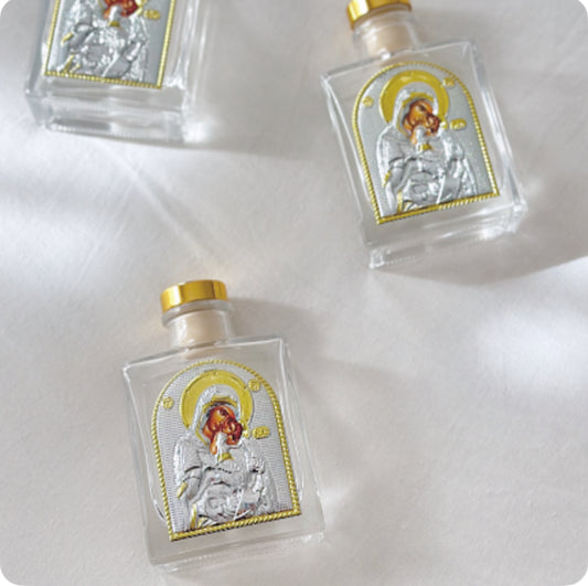 Holy Mother and child glass bottle